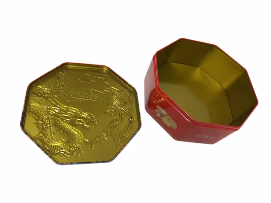 뚜껑이 있는 맞춤형 팔각형 모양의 사탕 초콜릿 포장 비스킷 쿠키 주석